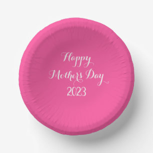 Mother's Day Pink White Custom Colour Cute 2023 Paper Plate