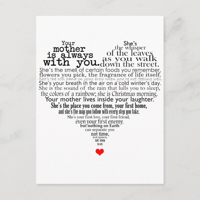 Mother's day poem postcard (Front)