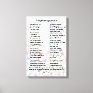 "Mother's Day Poem, Stretched canvas print" Print