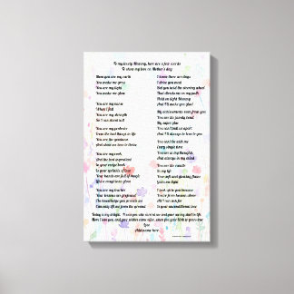 "Mother's Day poem - Stretched canvas print" Print