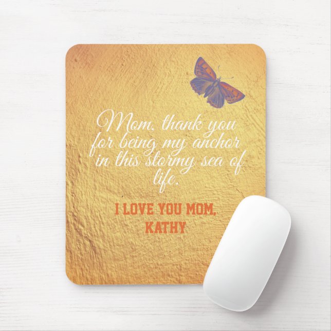 Mothers Day Pretty Elegant Glam Gold Script Quote  Mouse Pad (With Mouse)