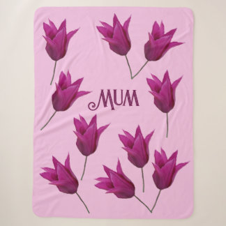 Mother's Day pretty pink tulips floral stylish Sherpa Blanket