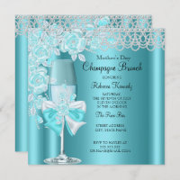 Mother's Day Pretty Teal Rose Champagne Brunch 2B