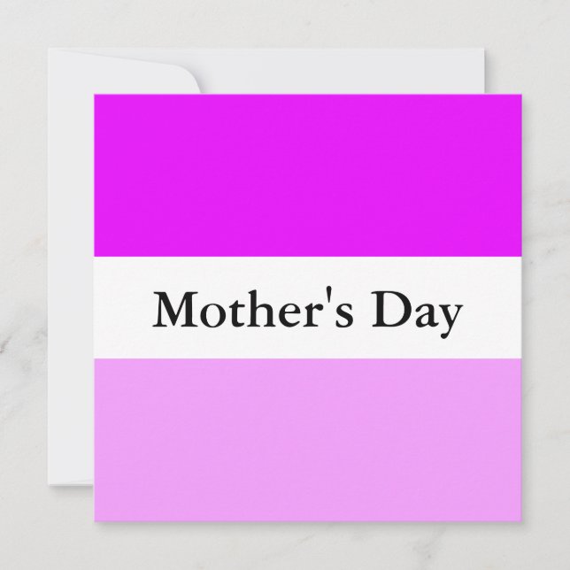 MOTHER'S DAY Pretty Two Tone Pink White Stripes Holiday Card (Front)