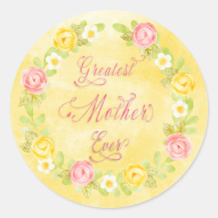 Mother's Day - Pretty Watercolor Roses 3 WA Classic Round Sticker