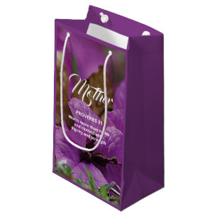 MOTHER'S DAY PROVERBS 31 Christian Purple Floral Small Gift Bag