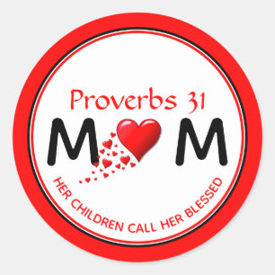 Mother's Day PROVERBS 31 Red Christian Classic Round Sticker