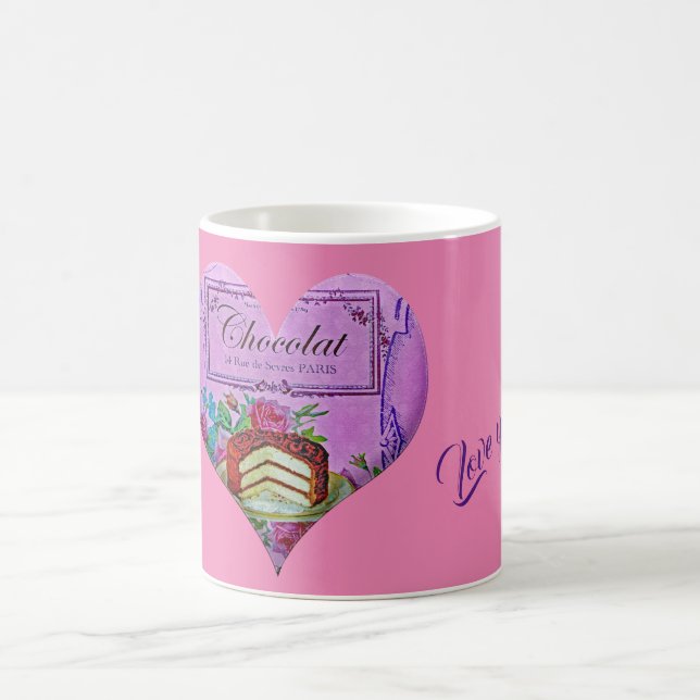 Mother's Day purple heart Chocolate   Coffee Mug (Center)