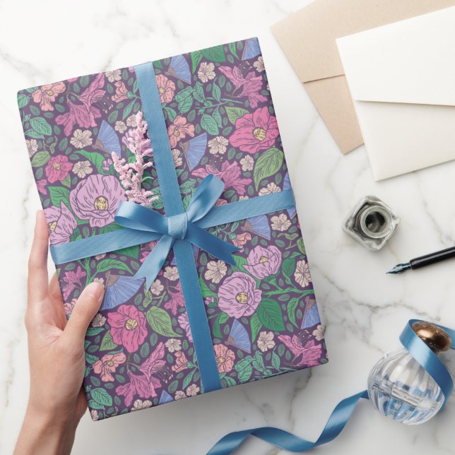 Mother's Day Purple Paper Fan Pink Fuschia Begonia (Gifting)