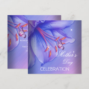 Mother's Day Purple Pink Lilac Butterfly Flowers Invitation