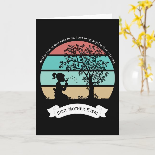 Mother's Day Quote Sitting Under Tree Angel Mother Card (Yellow Flower)