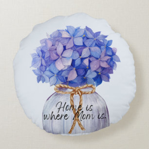 Mother's Day Quote With Hydrangea Round Pillow