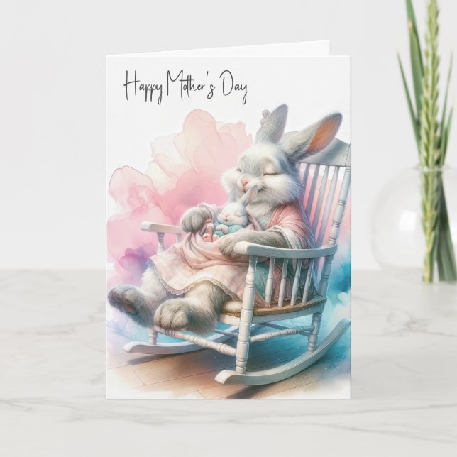 Mother's Day Rabbit and Baby Bunny Card (Front)