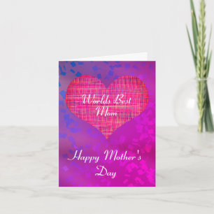 Mother's Day Red Heart Folded Greeting Card