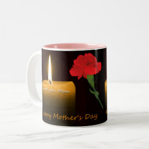  Mothers Day Red Rose and Candle  Two-Tone Coffee Mug