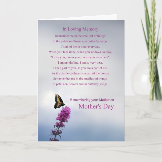 Mothers Day Remembering Your Mom Spiritual Poem Card (Front)