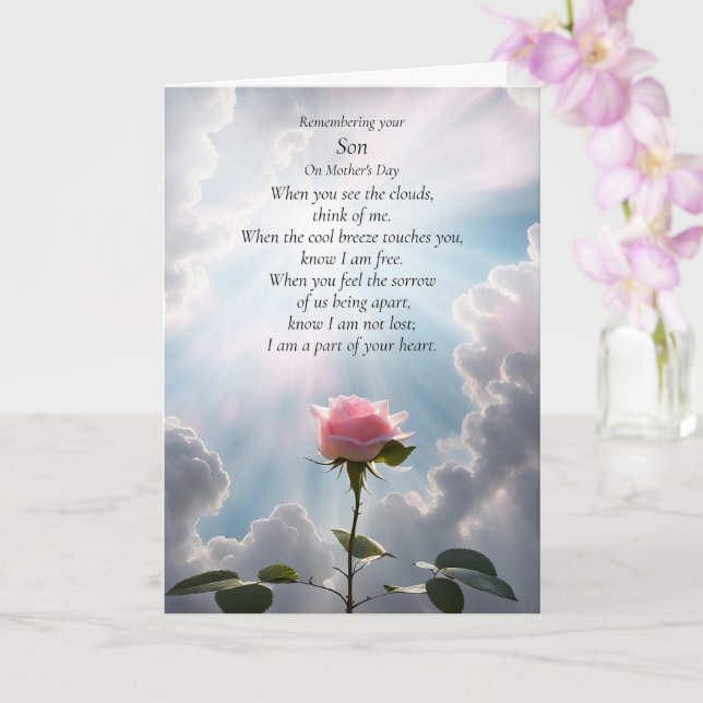 Mothers Day Remembrance of Son with Loving Thought Card (Orchid)