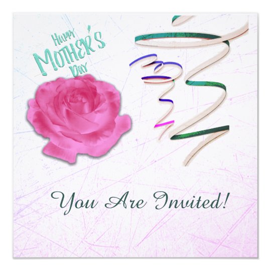 Mother's Day Rose and Confetti Invitation