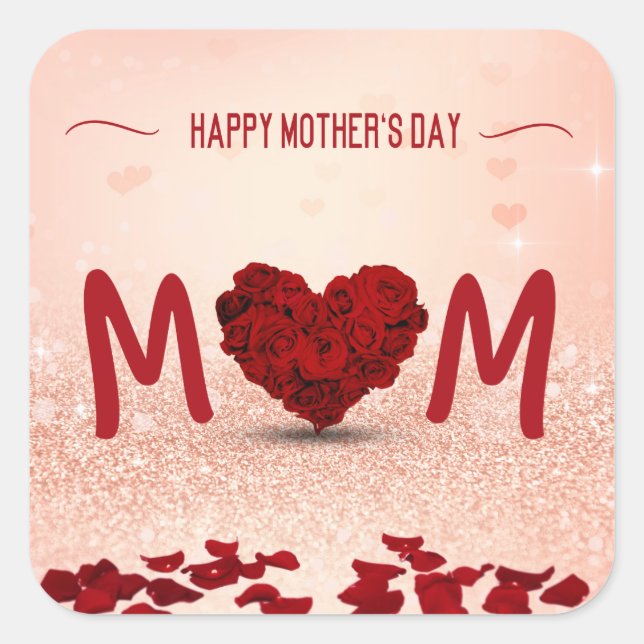 Mother's Day Rose Heart Bouquet - Sticker (Front)