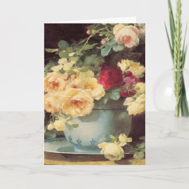 Mother's Day Roses in Porcelain Bowl Card (Front)