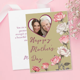 Mother's Day Sage Heart Frame Photo Card