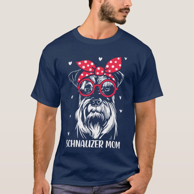 Mothers day schnauzer mom girl T-Shirt (Front)