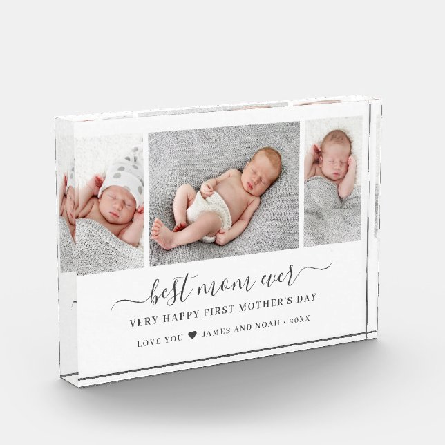 Mother's Day Script Best Mom Ever Photo Block (Left)