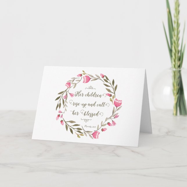 Mother's Day Scripture Proverbs 31:28 Card (Front)