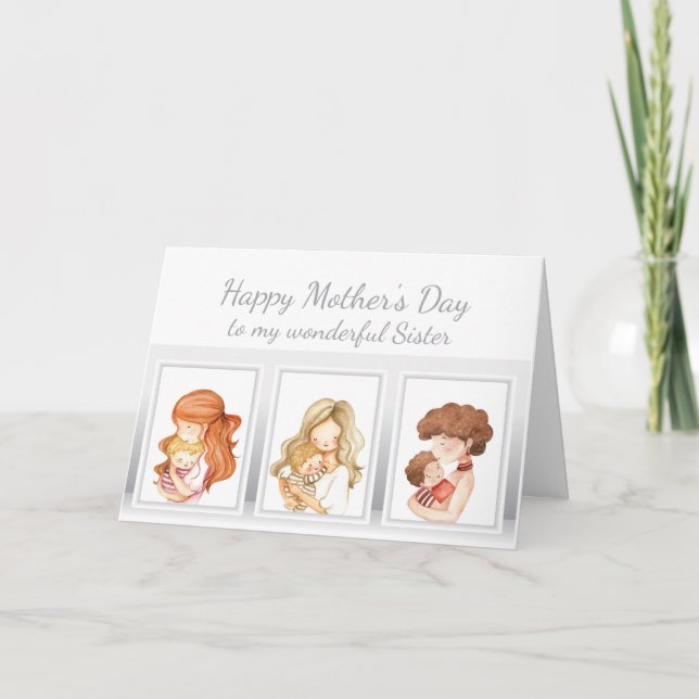 Mother's Day Sister Mom & Child Love Card (Front)