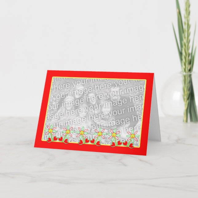 Mother's Day Smiling Flowers Photo Frame Card (Front)