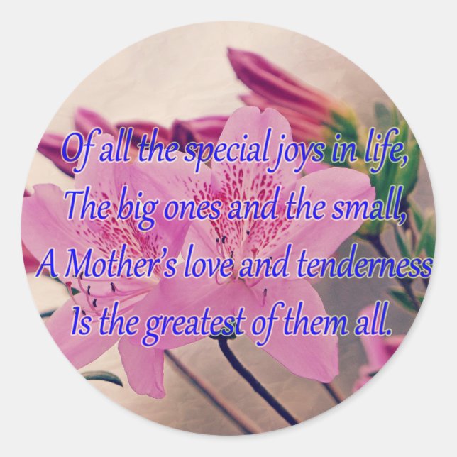 Mothers Day-Special Joy Classic Round Sticker (Front)