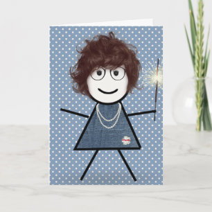 Mother's Day Stick Girl with Sparkler Card