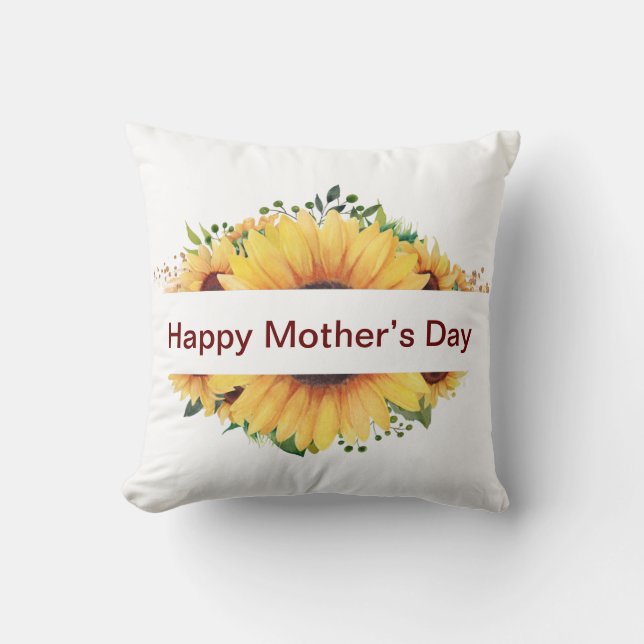 Mothers Day Sunflower  Throw Pillow (Front)