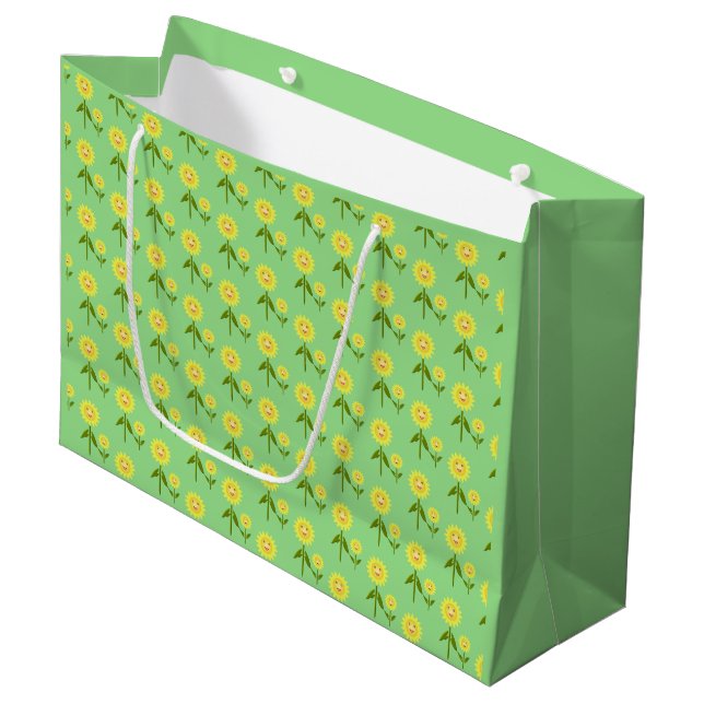 Mothers Day Sunflowers Patterned Large Gift Bag (Front Angled)