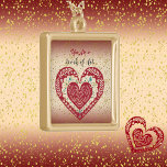 Mother's Day Sweeping Red Heart Best Mom Artwork Gold Plated Necklace<br><div class="desc">A heartfelt present that can be kept close to your heart. Perfect accessory to match your jewellery set. Match it with your apparel, watch and wardrobe!. Just the right gift for Mother's Day, Valentine's Day, Birthdays, Anniversaries and more! Custom square pendant in the necklace which is unique and spectacular. The...</div>