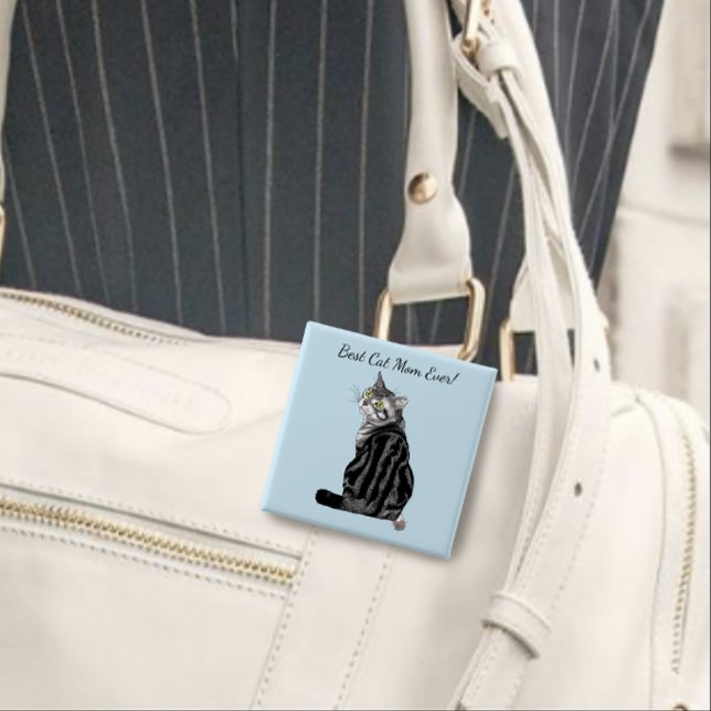 Mother's Day Tabby Cat 2 Inch Square Button (Creator Uploaded)