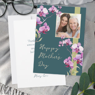 Mother's Day Teal Orchid Photo Card