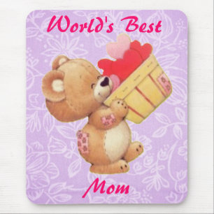 Mother's Day Teddy And A Basket Of Hearts Mouse Pad