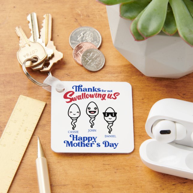 Mother's Day Thanks For Not Swallowing Us Family Keychain (Desk)