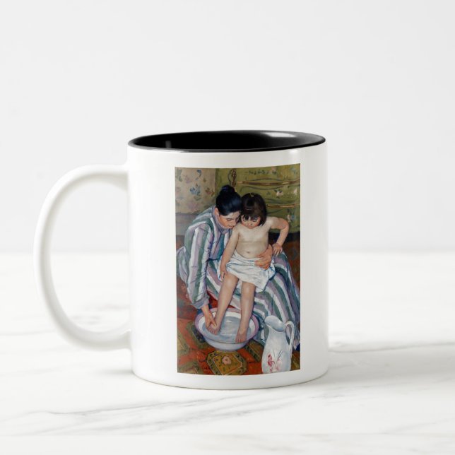 Mother's Day - The Child’s Bath by Mary Cassatt Two-Tone Coffee Mug (Left)