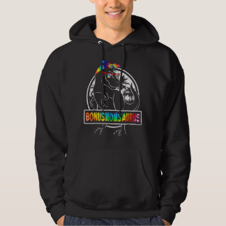 Mother's Day Tie Dye Bonusmomsaurus Bonus Mom Dino Hoodie