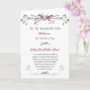 Mother's Day to Wife Romantic Personalize w- Name Card