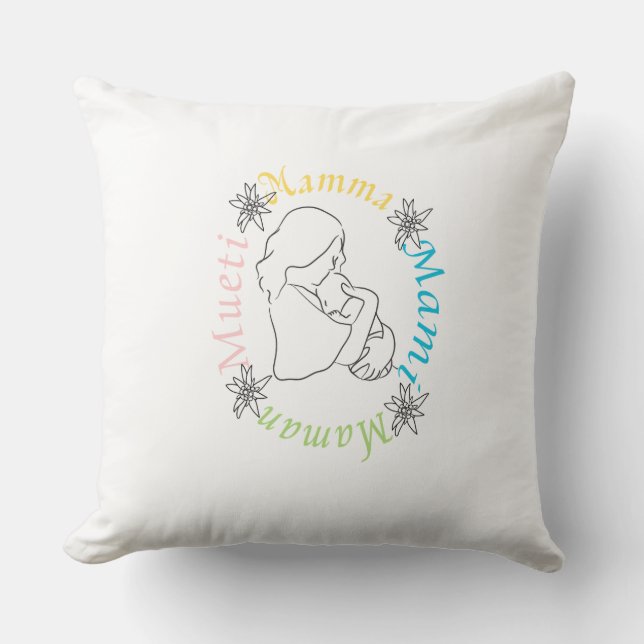Mother's day tribute Multilingual Throw Pillow (Front)