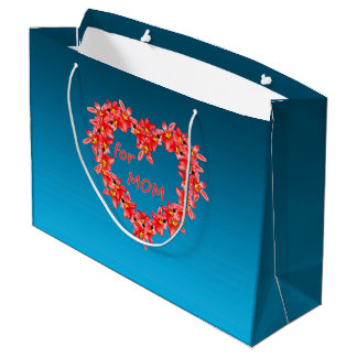 Mother's Day - Tulip Heart for MOM - Blue |  Large Gift Bag