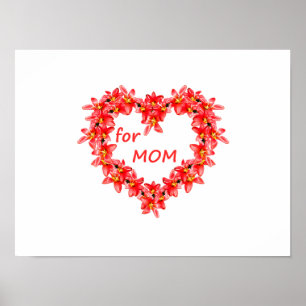 Mother's Day - Tulip Heart for MOM - Illustration  Poster