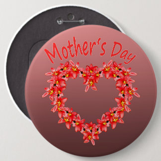 Mother's Day - Tulip Heart Illustration on Rose |  6 Inch Round Button