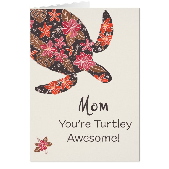 Mother's Day Turtle with Tropical Blooms (Front)