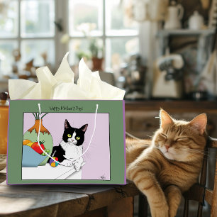 Mother's Day Tuxedo Cat Large Gift Bag