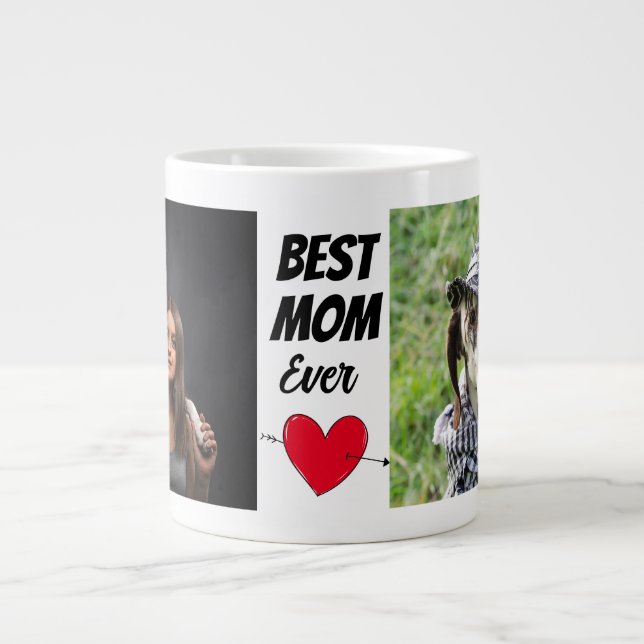 Mothers Day..two dog photos & text personalized Large Coffee Mug (Front)