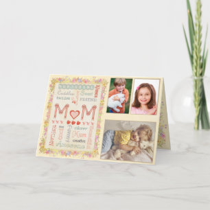 Mothers Day Typography Yellow Photo Greeting Card